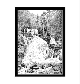 Bastion Falls, Catskill State Park, Pen and Ink Print