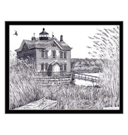 Saugerties Light House, Pen and Ink Print