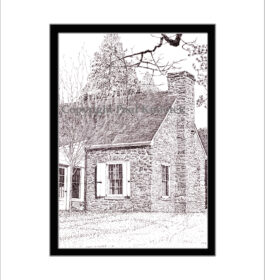 Cottage at Val Kill, Pen and Ink Print, Eleanor Roosevelt