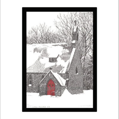 Kmiotek Art Works - Gloria Dei Church, Palenville, NY, Pen and Ink Print