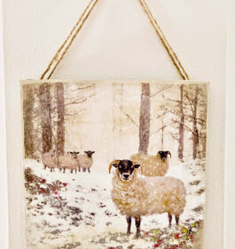 Sheep In Snow Decoupage